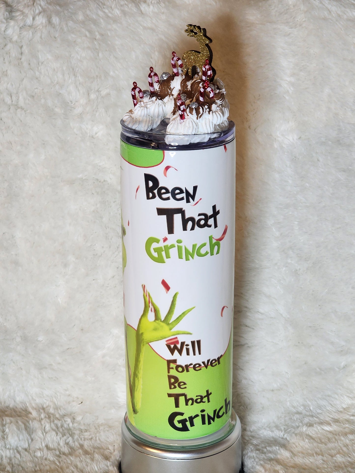 Grinch Tumbler with Decorated Top