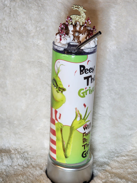 Grinch Tumbler with Decorated Top